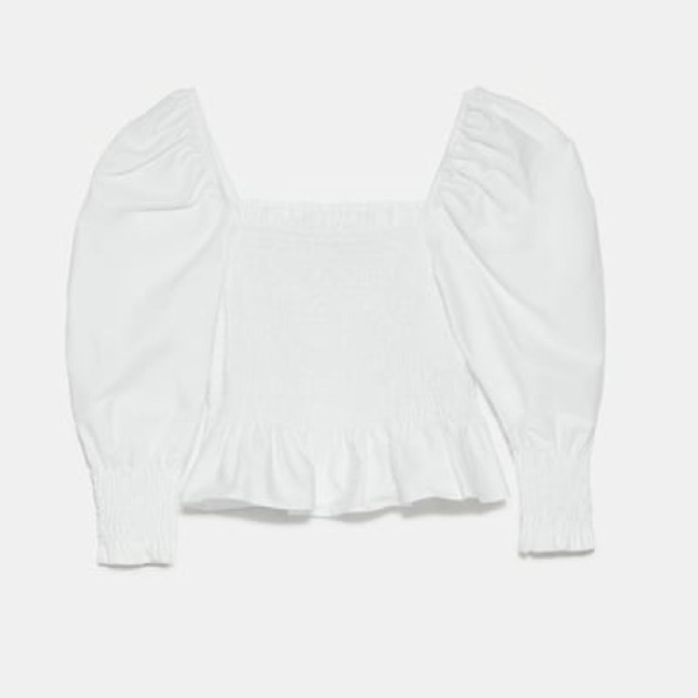 NWT ZARA Voluminous Sleeve Top in White, M